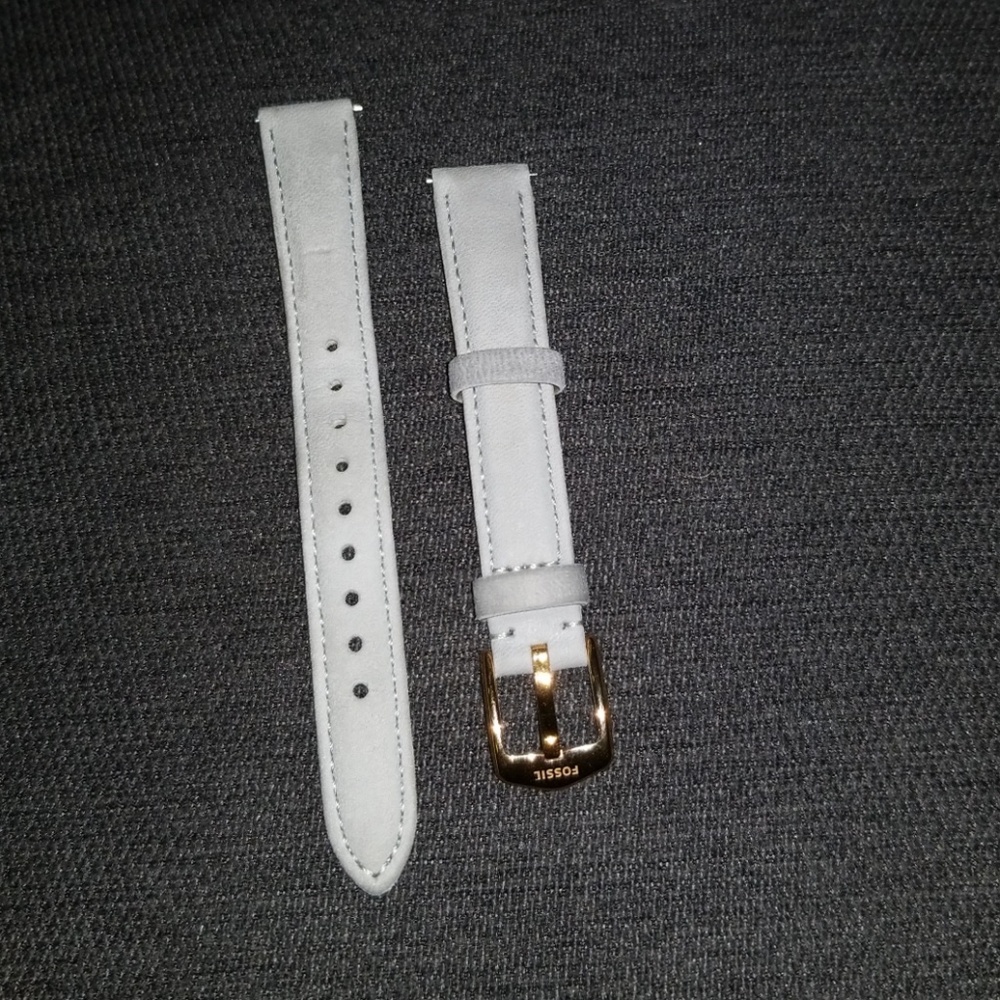 Light grey 14mm leather watch strap